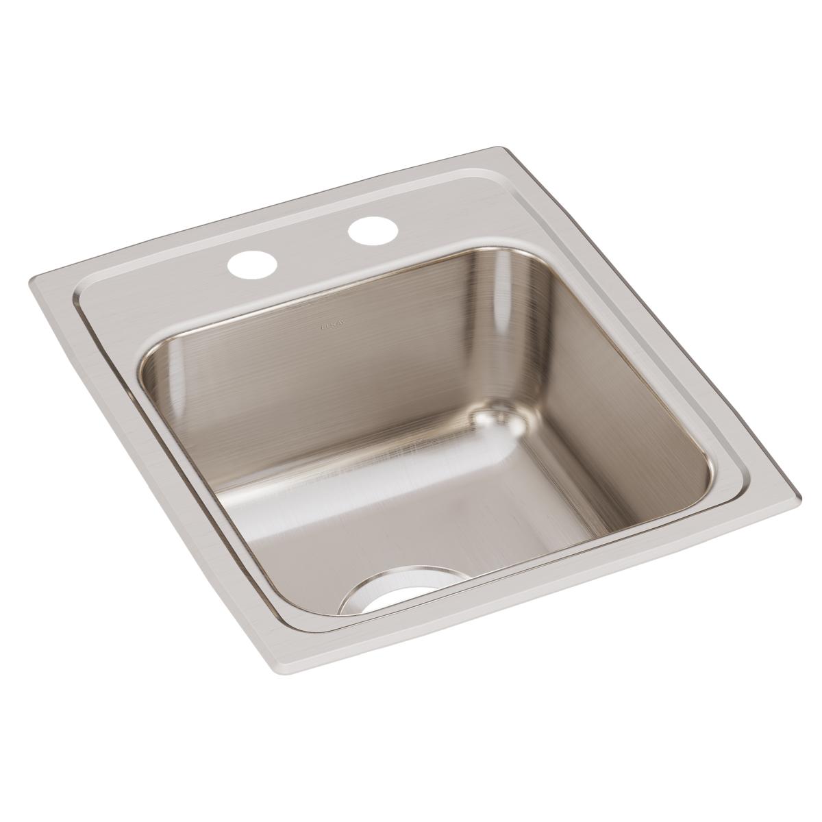 Elkay LR15172 Lustertone Classic Stainless Steel 15 x 17-1/2 in. 2 Hole Single Bowl Drop-in Bar Sink