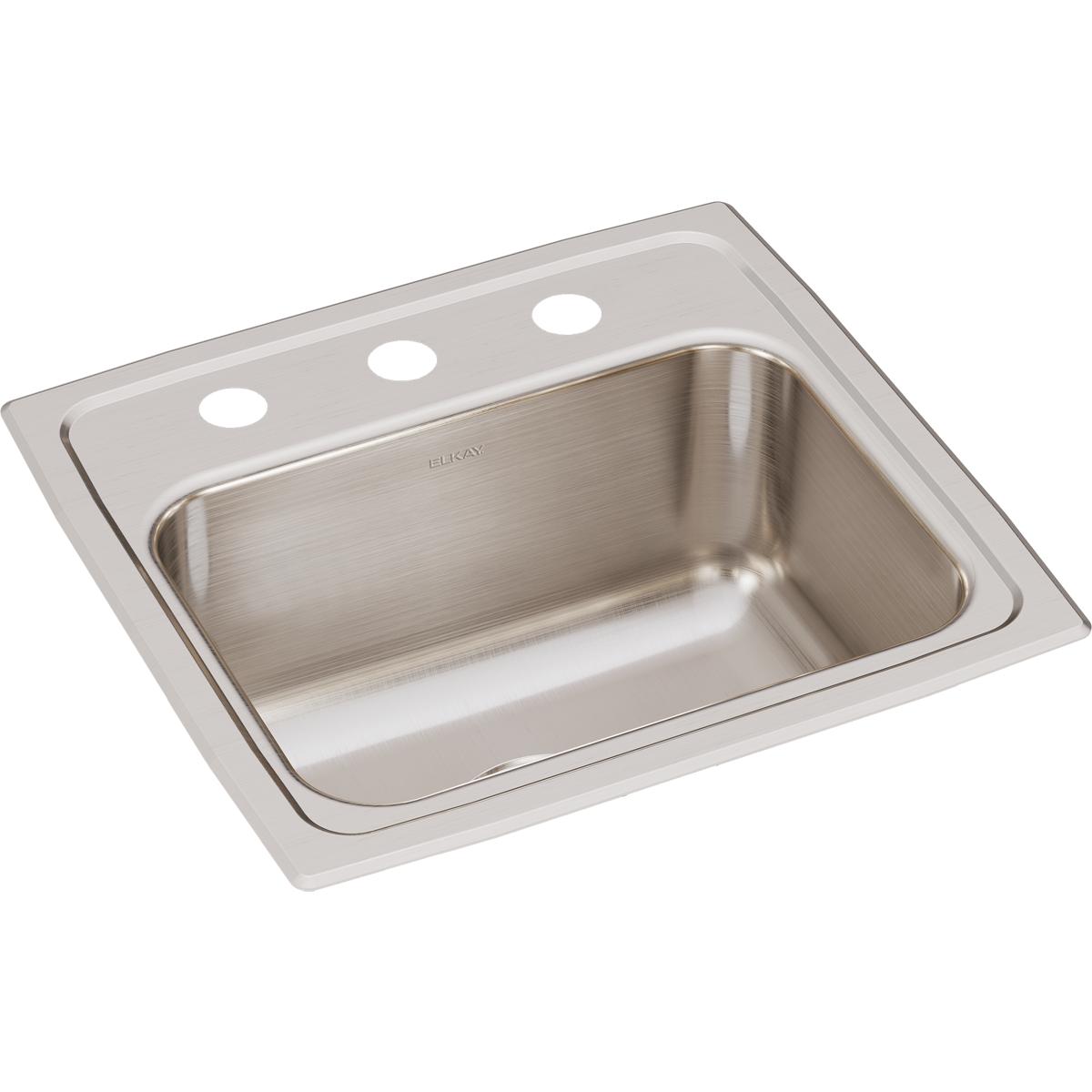 Elkay LR17163 Lustertone Classic Stainless Steel 17 x 16 x 7-5/8 3-Hole Single Bowl Drop-In Sink