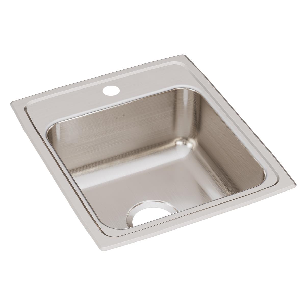 Elkay LR17201 Lustertone Classic Stainless Steel 17 x 20 1 Hole Single Bowl Drop-in Sink