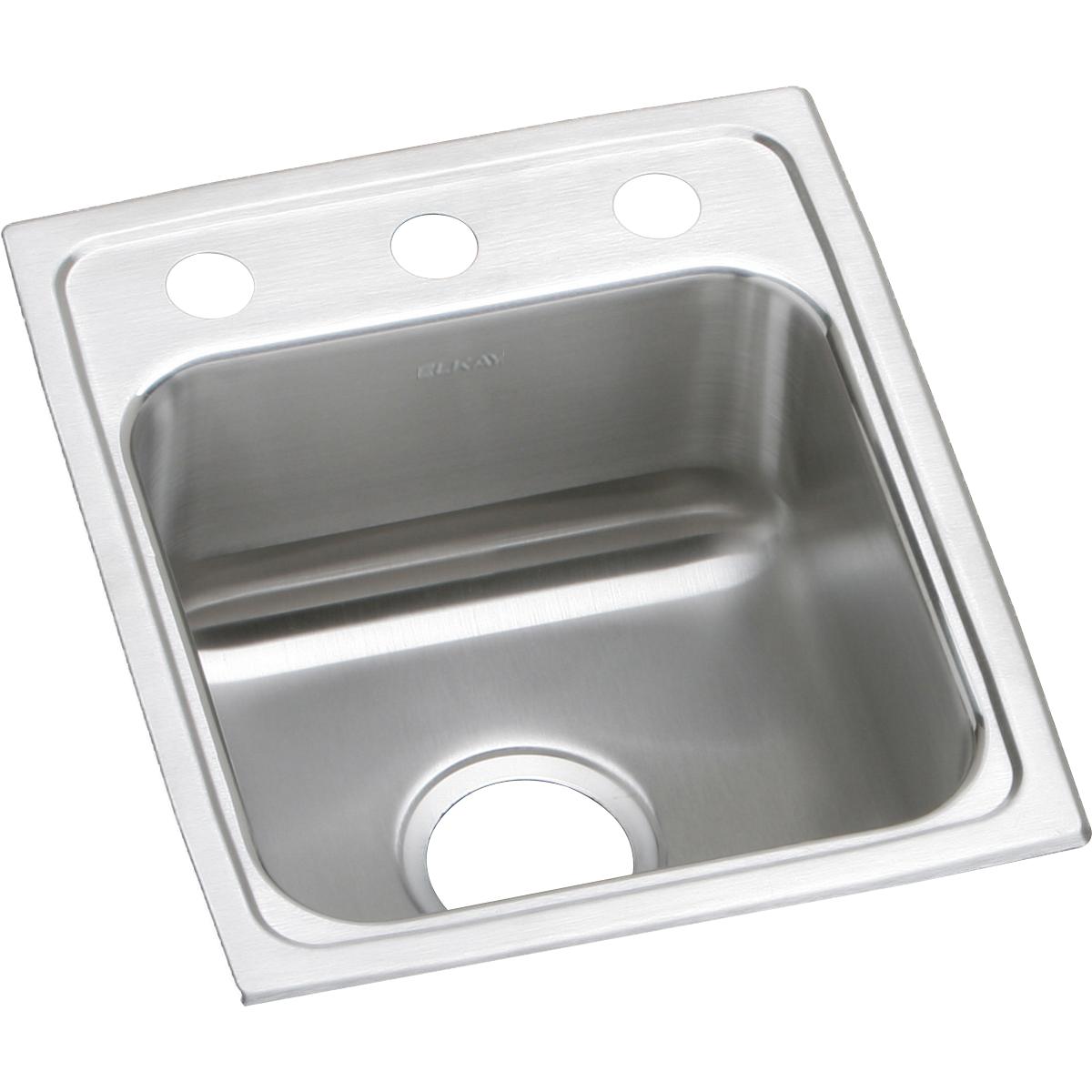 Elkay LRAD1517603 Lustertone 15 x 17-1/2 in. 3 Hole Stainless Steel Drop-In Sink