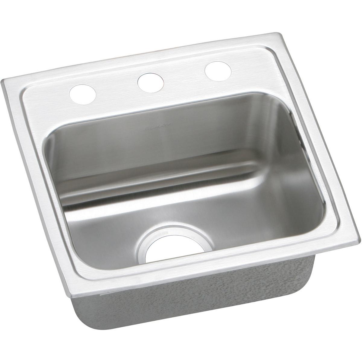 Elkay LRADQ1716603 Lustertone Classic Stainless Steel 17 x 16 x 6 3-Hole Single Bowl Drop-in ADA Sink