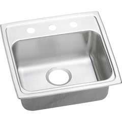 Elkay LRADQ1918553 Lustertone 19 x 18 in. 3 Hole Stainless Steel Single Bowl Drop-in Kitchen Sink