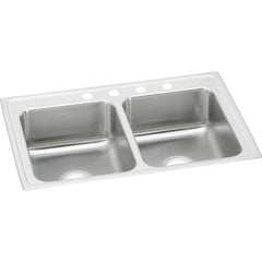 Elkay LRAD2918554 Lustertone Classic Stainless Steel 29 x 18 x 5-1/2 Equal Double Bowl Drop-in ADA Sink