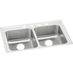 Elkay LRAD3319602 Lustertone Classic Stainless Steel 33 x 19-1/2 x 6 Equal Double Bowl Drop-in ADA Sink