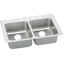 Elkay LRADQ3321653 Lustertone Classic Stainless Steel 33 x 21-1/4 x 6-1/2 Equal Double Bowl Drop-in ADA Sink