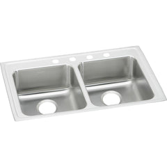 Elkay LRAD3722553 Lustertone Classic Stainless Steel 37 x 22 x 5-1/2 Equal Double Bowl Drop-in ADA Sink