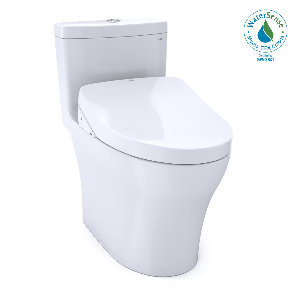 TOTO MW6463046CEMFGN#01 WASHLET+ Aquia IV One-Piece Elongated Dual Flush 1.28 and 0.9 GPF Toilet with S500e Electric Bidet Seat, Cotton White