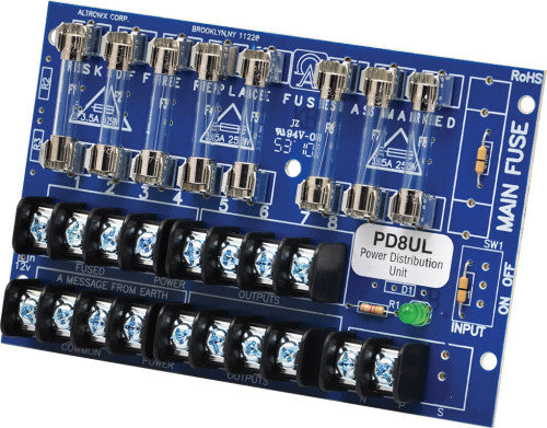 Altronix PD8UL Power Distribution Module, Fused Outputs up to 28VAC/VDC