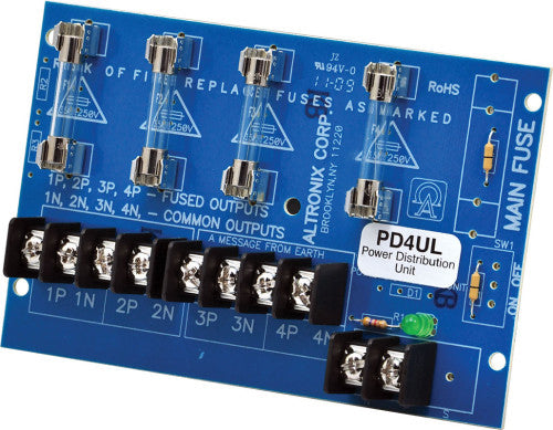 Altronix PD4UL Power Distribution Module, Fused Outputs up to 28VAC/VDC, Board