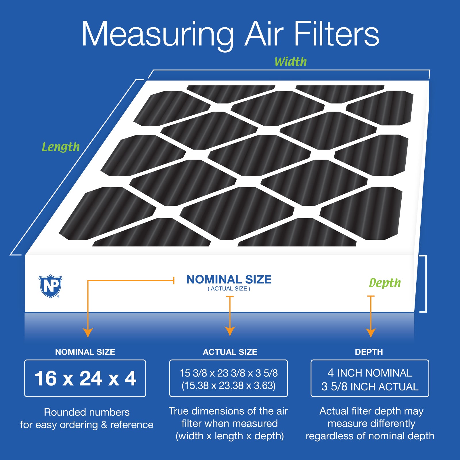 NORDIC PURE Nordic Pure 16x24x4PCP-1 Carbon Pleated Filter Merv 8