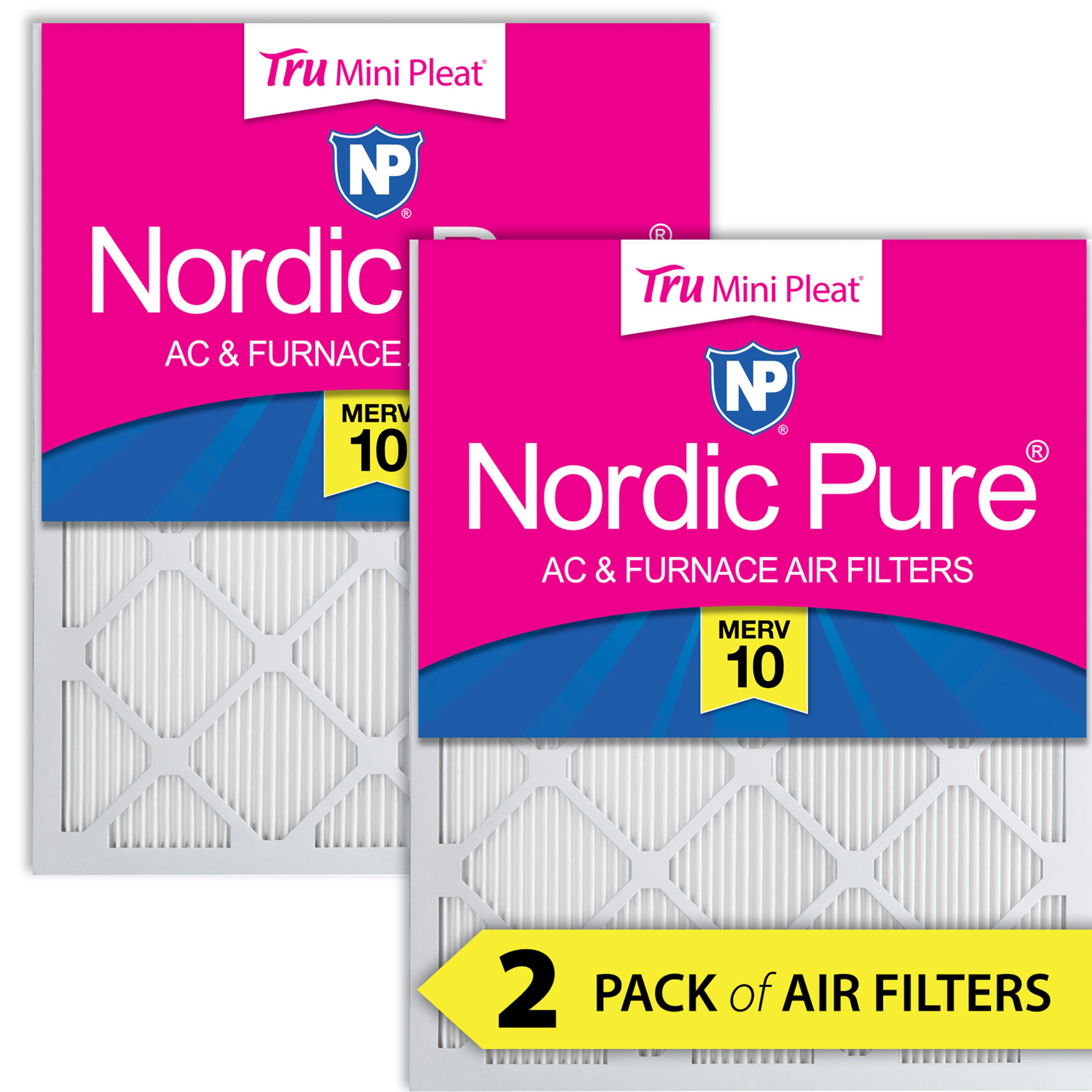 NORDIC PURE Nordic Pure 14x25x1M10MiniPleat-2 Merv 10 Mini Pleat Filter 2pk