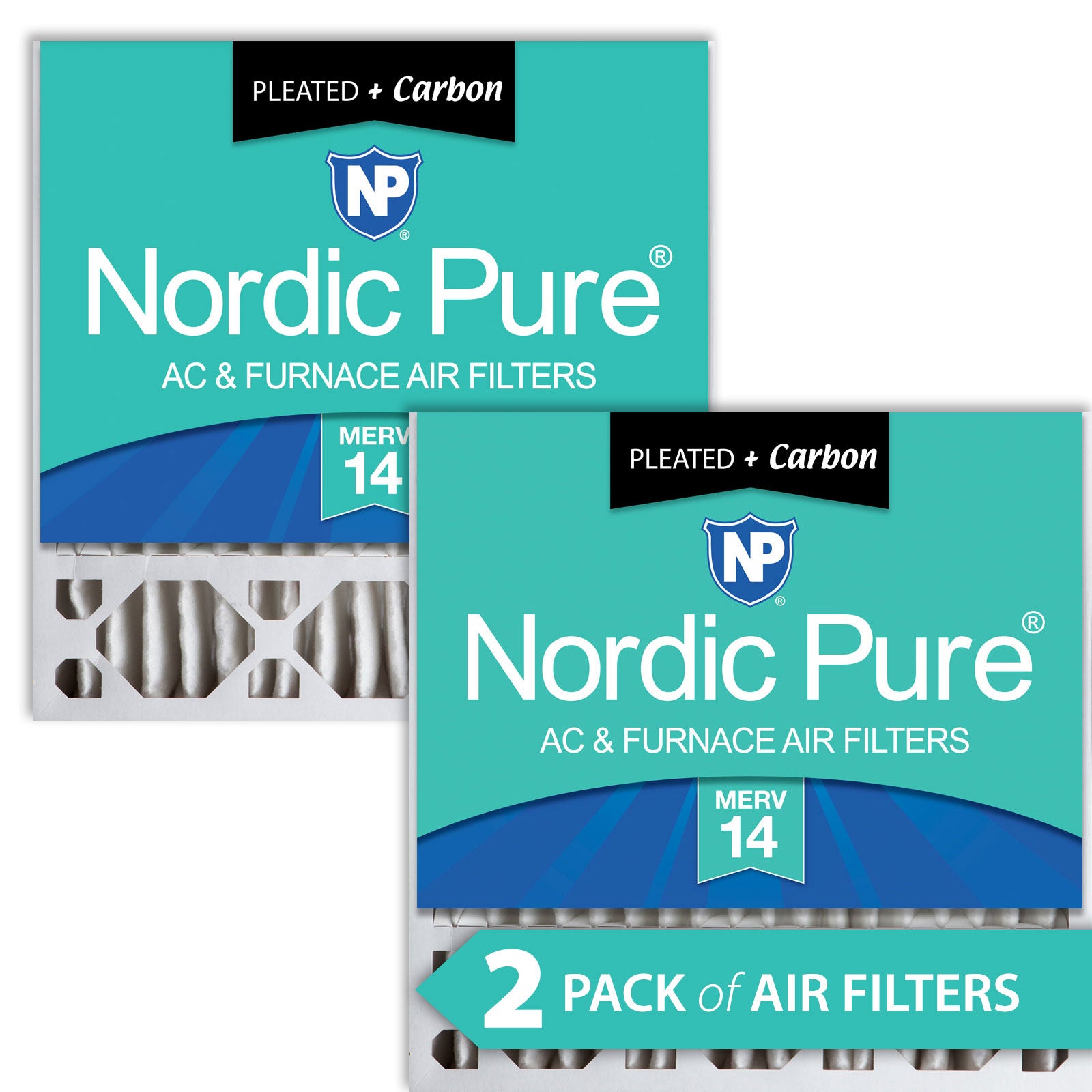 NORDIC PURE Nordic Pure 20x20x5HM14+C-2 Merv 14 Carbon Furnace Filter 2 Pack