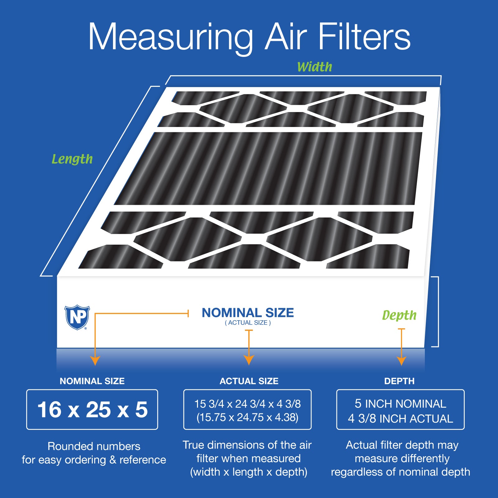 NORDIC PURE Nordic Pure 16x25x5HPCP-1 Carbon Pleated Filter Merv 8