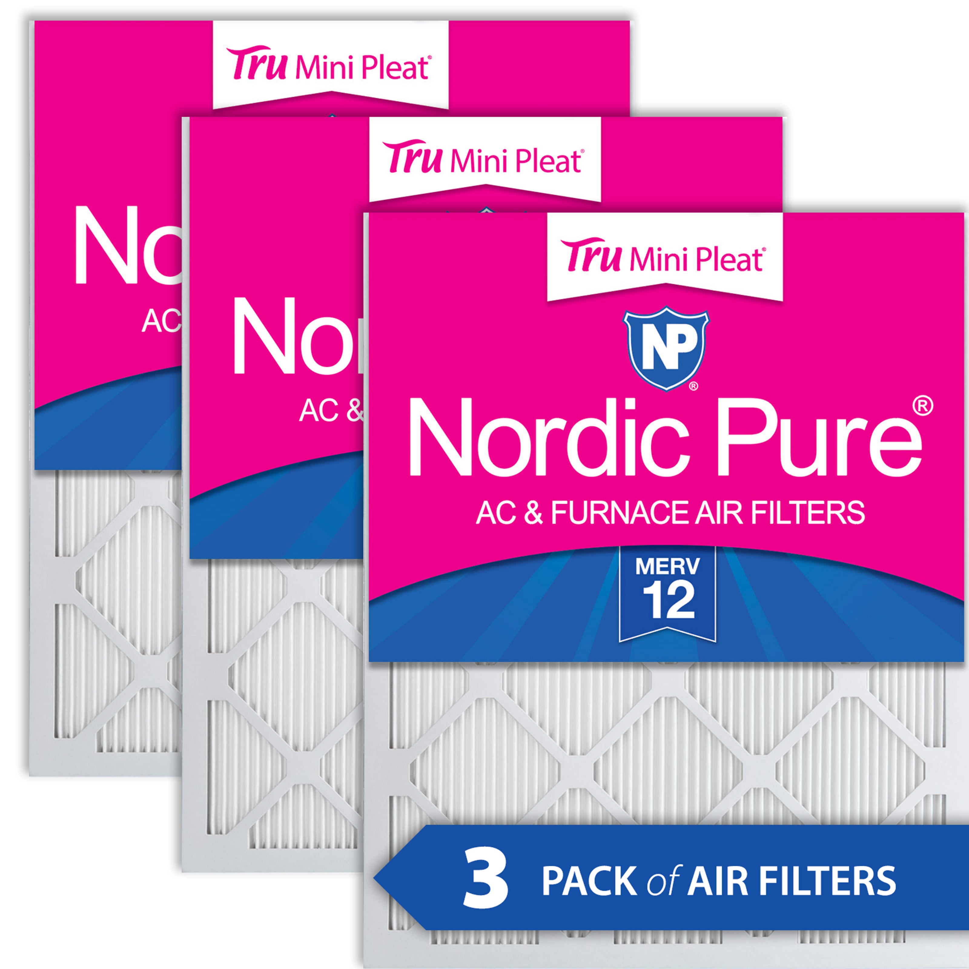 NORDIC PURE Nordic Pure 16x24x1M12MiniPleat-3 Merv 12 Mini Pleat Filter