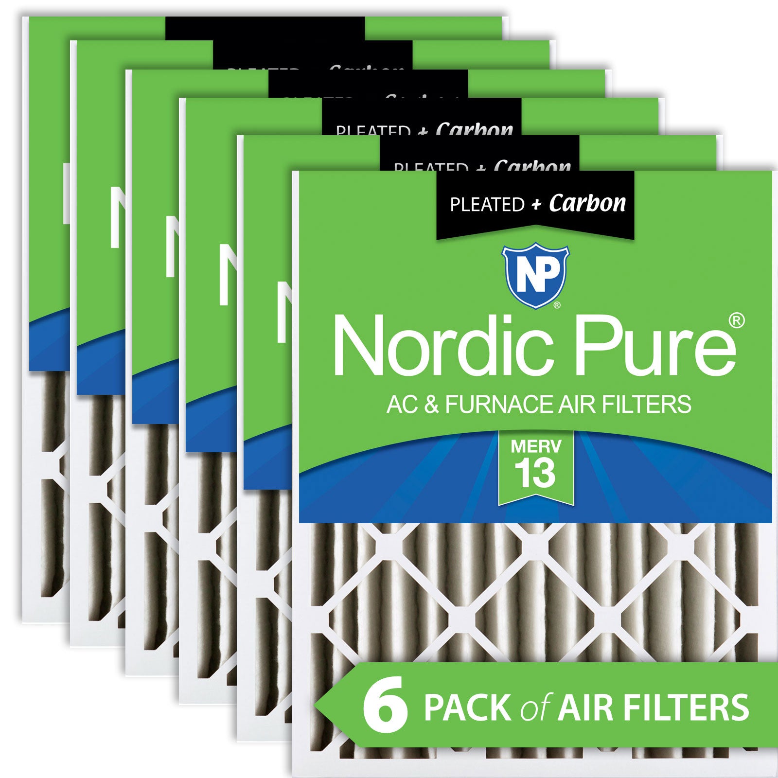 NORDIC PURE Nordic Pure 12x24x4M13+C-6 Merv 13 Carbon Air Filter 6pk