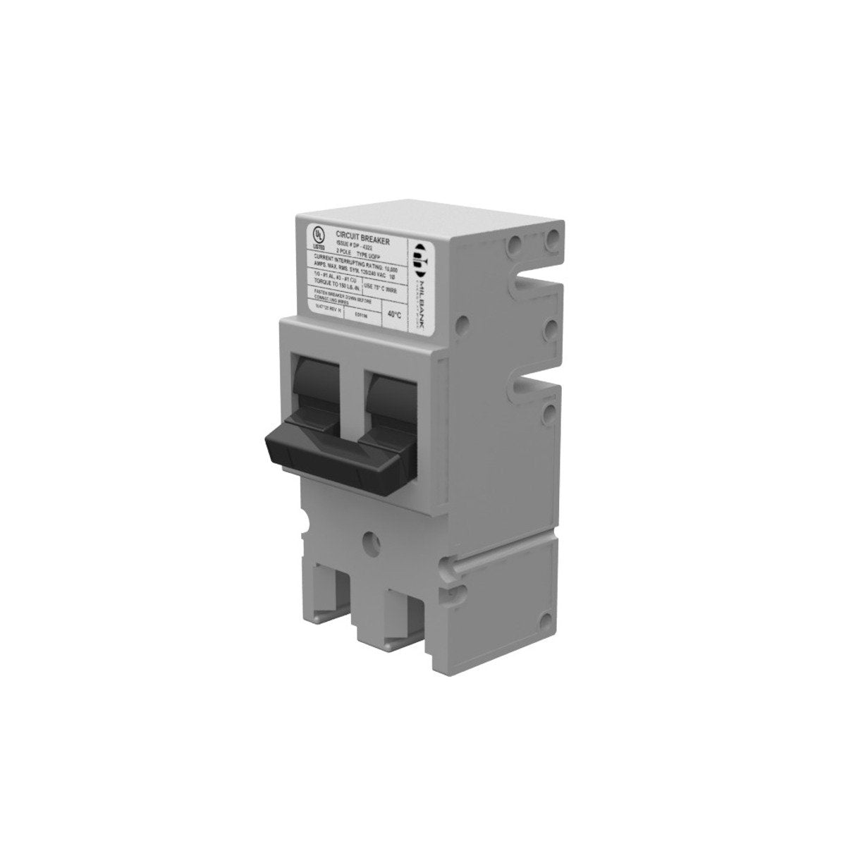 Milbank UQFP-200 UQFP Current Interrupting Plug On Circuit Breaker 240 VAC 200 Amp 10 kAIC 2 Poles