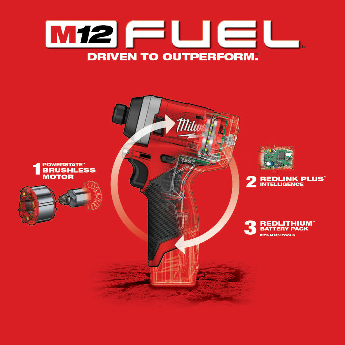 Milwaukee 2553-20 M12 FUEL 1/4 Hex Impact Driver - Bare Tool