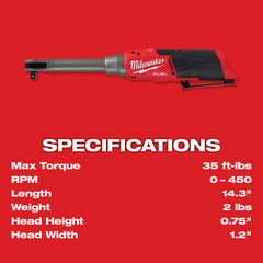 Milwaukee Tool 2569-20 M12 Fuel 3/8 Extended Reach High Speed Ratchet