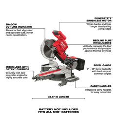 Milwaukee 2734-20 M18 FUEL Dual Bevel Sliding Compound Miter Saw