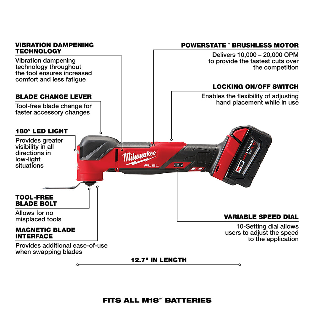 Milwaukee 2836-21 M18 FUEL Oscillating Multi-Tool Kit