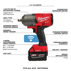 Milwaukee 2863-22 M18 FUEL w/ONE-KEY High Torque Impact Wrench 1/2 Friction Ring Kit