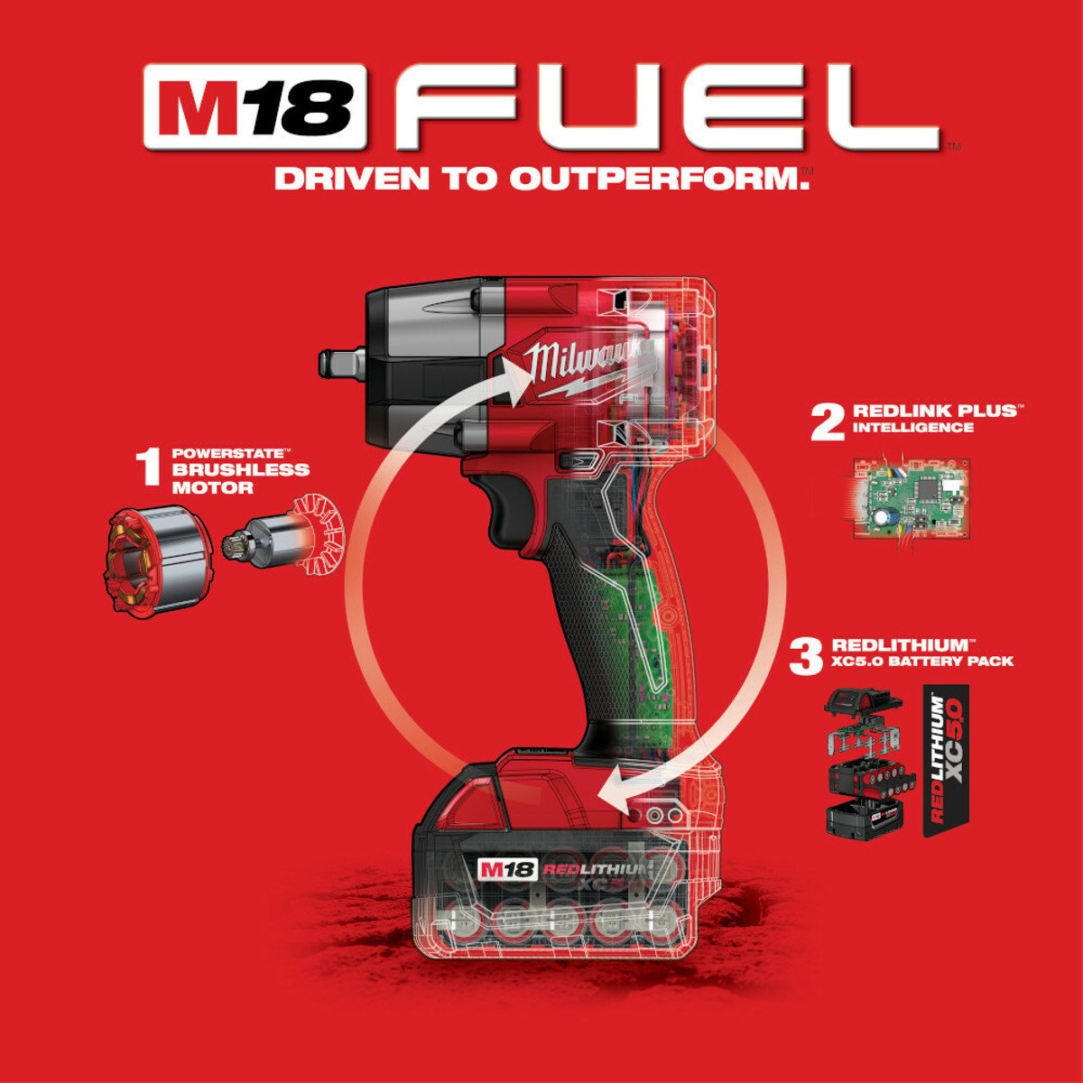 Milwaukee 2960-22 M18 FUEL 3/8 Mid-Torque Impact Wrench w/ Friction Ring Kit