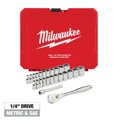 Milwaukee 48-22-9044 25PC 1/4 DRIVE METRIC & SAE RATCHET AND SOCKET SET