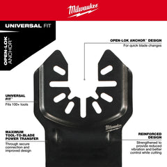 Milwaukee Tool 49-25-1573 NITRUS CARBIDE Extreme Materials Universal Fit OPEN-LOK Multi-Tool Blade 3PK