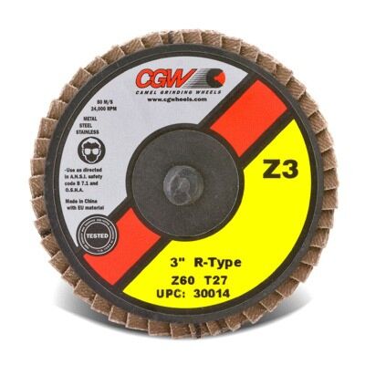 CGW Abrasives 30001 Flap Discs Mini Zirconia Quick Change Type R 2 in 36 Grit