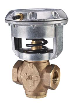 Johnson Controls VG7842RT+3003D Series VG7000 Brass Trim Globe Valve with Model V-3000-8003 Actuator, 4-8 psig Spring Range