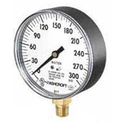 Ashcroft 35W1005PH02LXUL300 Pressure Gauge 3.5 inch Dial 1/4 NPT Lower Connection 0/300 psi