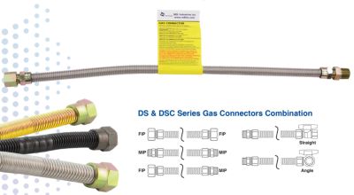 NDL G200-3131-48 SS Gas Connector 48 x 1/2 OD (3/8 ID) 1/2MIP x 1/2 MIP