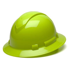 Pyramex HP54131 Ridgeline 4-Point Ratchet Full Brim Hard Hat-Hi Vis Lime