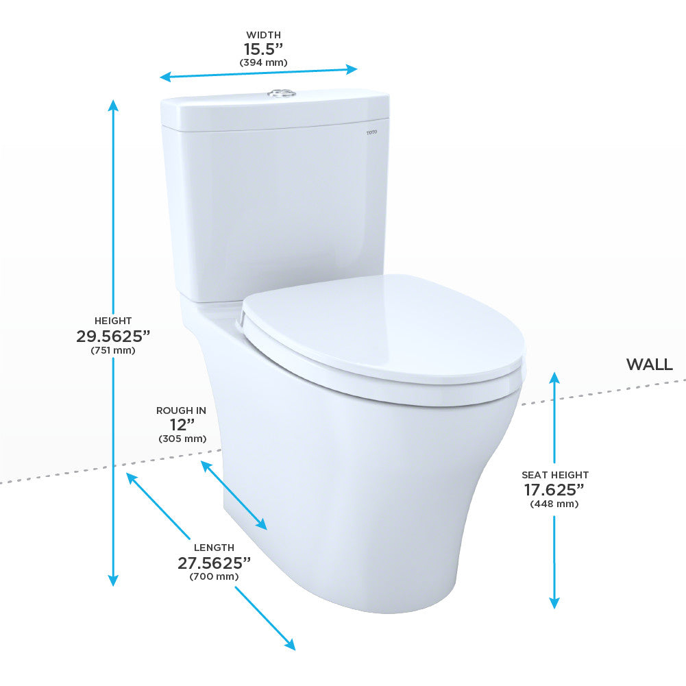 Toto MS446124CEMFN#51 Aquia IV Two-Piece Elongated Dual Flush Toilet Ebony