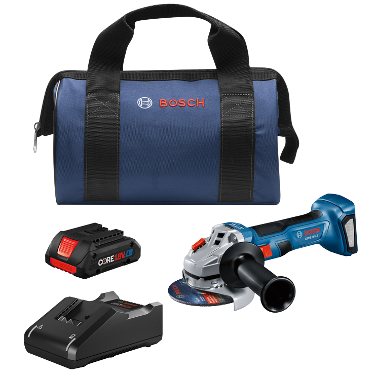 Bosch GWS18V8B15 4-1/2 18V Brushless Angle Grinder Kit With (1) Core18V 4.0 Ah Compact Battery