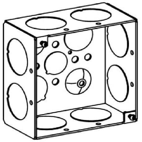 Orbit 4SDB-100 Square Deep Box, Welded 1 in Knockouts, 16 GA Sheet Steel, 4 in W x 4 in H, Galvanized, 12 Knockouts