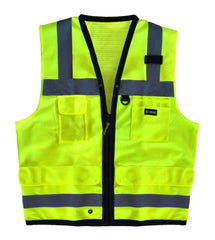 OccuNomix LUX-SSFS-YL Class 2 Surveyor Style Solid Vests with 3M Scotchlite Reflective Tape