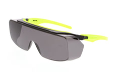 MCR Safety OG222PF420 Klondike OTG Series Polycarbonate Gray Lens/Black Frame Hi-Viz Lime Temple MAX6 Anti-Fog/UV420