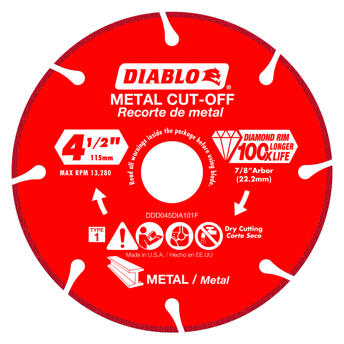 Diablo DDD045DIA101F 4-1/2 in Diamond Metal Cut Off Blade