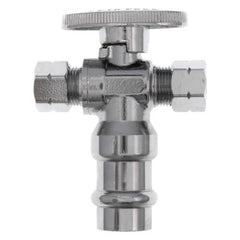 Everflow P-86312PR-NL | 1/2 PRESS X 3/8 COMP X 3/8 COMP 1/4 TURN DUAL OUTLET VALVE BOXED LF