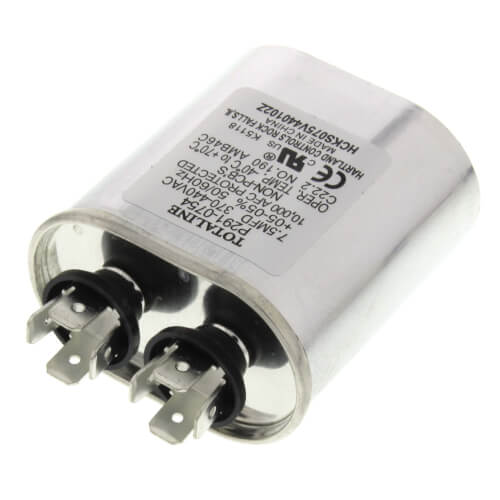 Carrier P291-0754 Run Capacitor 440V 7.5 MFD Single Oval Replacement