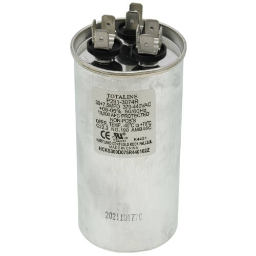 Carrier P291-3074R 440V Dual Round Run Capacitor 30/7.5 MFD Replacement P291-3073RS