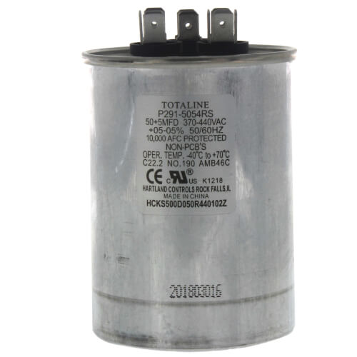 Carrier P291-5054RS 440V Round Dual Capacitor 50/5 MFD Replacement P291-5053RS