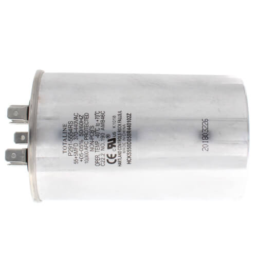 Carrier P291-5554RS Dual Round Run Capacitor 440V 55/5 MFD