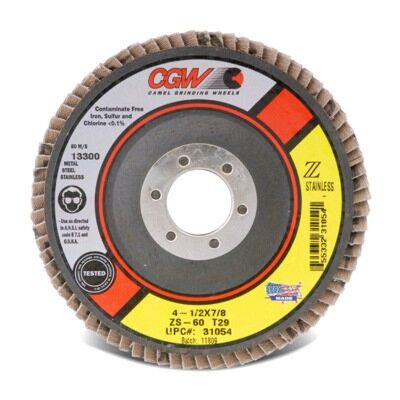 Cgw Abrasives 31052 Contaminant-Free Premium Regular Coated Abrasive Flap Disc With Grinding Aid 4-1/2 in Dia 7/8 in C