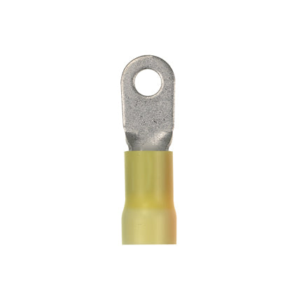 Panduit PV4-14R-E Ring Terminal, Large Wire, Vinyl Insulated, 4 AWG, 1/4-Inch Stud Size, Yellow