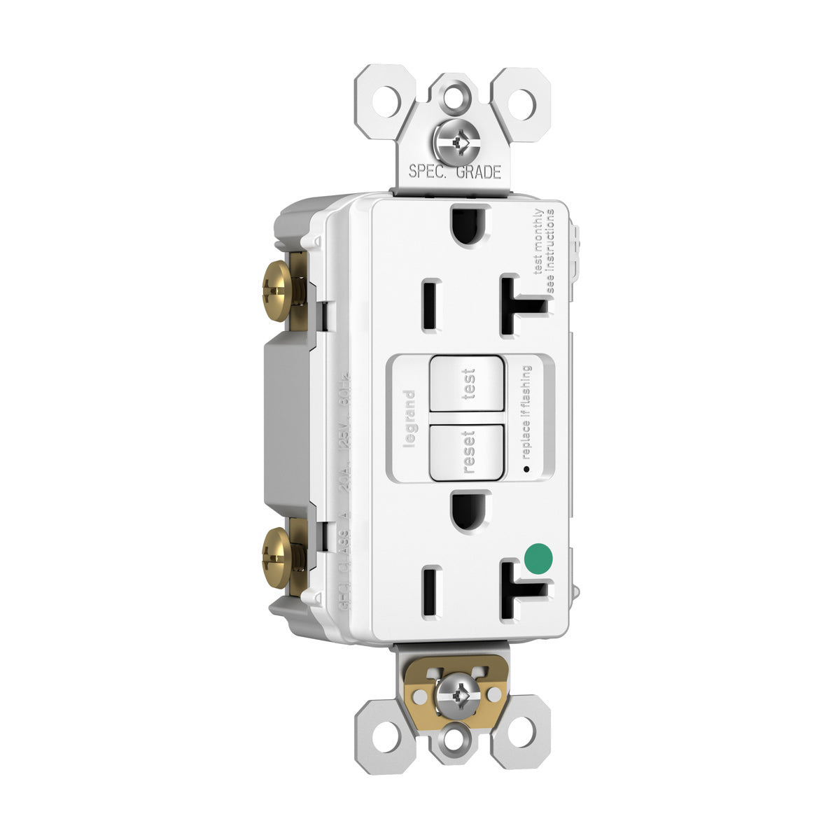 Legrand-Pass & Seymour 2097HGTRW 20A 125V Self Test GFCI Hospital Grade Tamper Resistant White