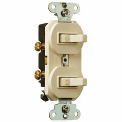 Legrand 690LAG Pass & Seymour 15A 120/277V Single Pole Double Combination Switch with Ground - Light Almond