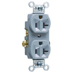 Legrand-Pass & Seymour CR20-GRY Commercial Spec Grade Duplex Receptacle, Side Wire, 20amp 125volt, Gray