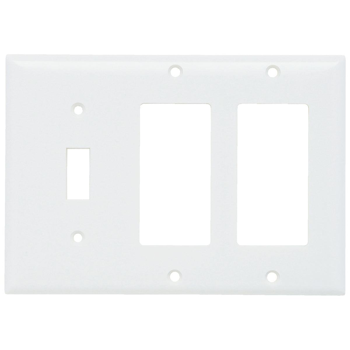 Legrand-Pass & Seymour SP1262-W Combination Wall Plate, 1 Toggle Switch and, 2 Decorator, Three Gang, White